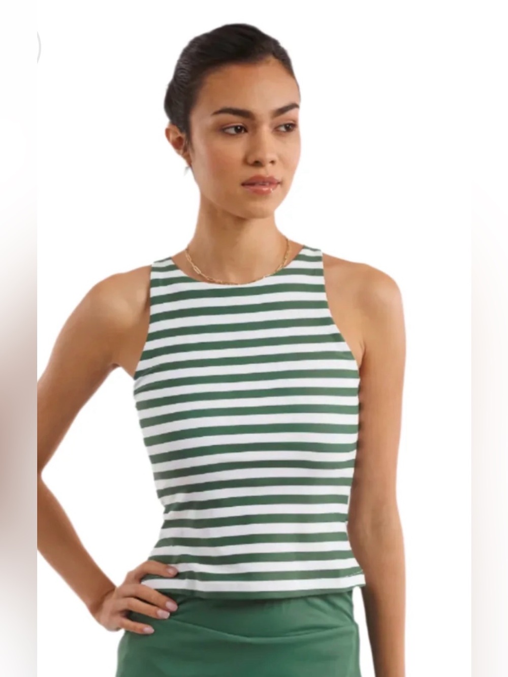 Smith & Quinn Jessie Top Boxwood Stripe Tank Built In Bra Golf Tennis Large